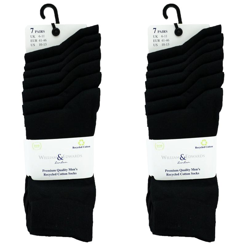William & Edwards 14 Pairs - Men's Socks (6-11) Black Multipack, Smart and Luxurious, Breathable, Super Soft Cotton, Eco Friendly 0