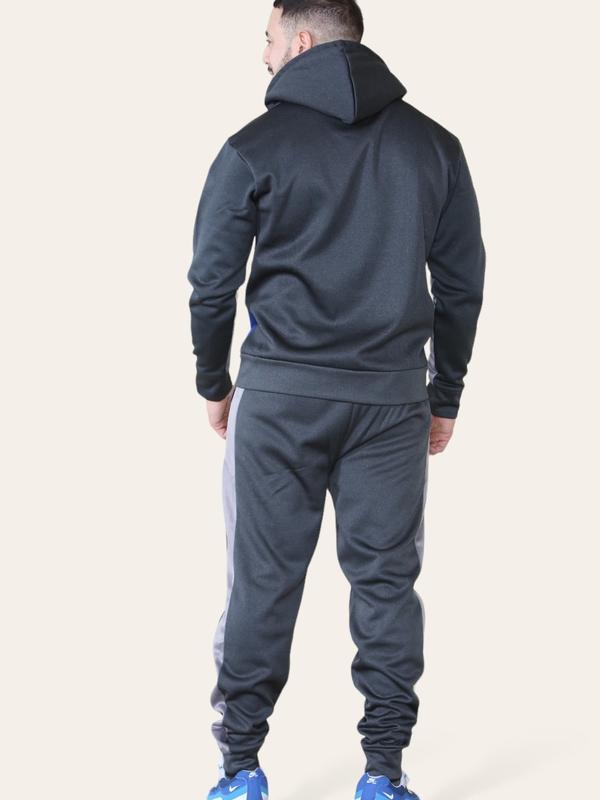 Men's 2 Piece Panel Logo Running Jogging Tracksuit Hooded 3
