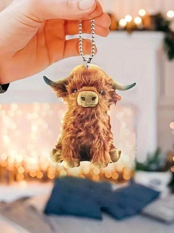 Product Introduction of Cute Cartoon Cow Acrylic Pendant, Car Rearview Mirror Pendant, Exquisite Bag Pendant, Keychain Decoration, Home Decoration, Holiday Party Decoration 0