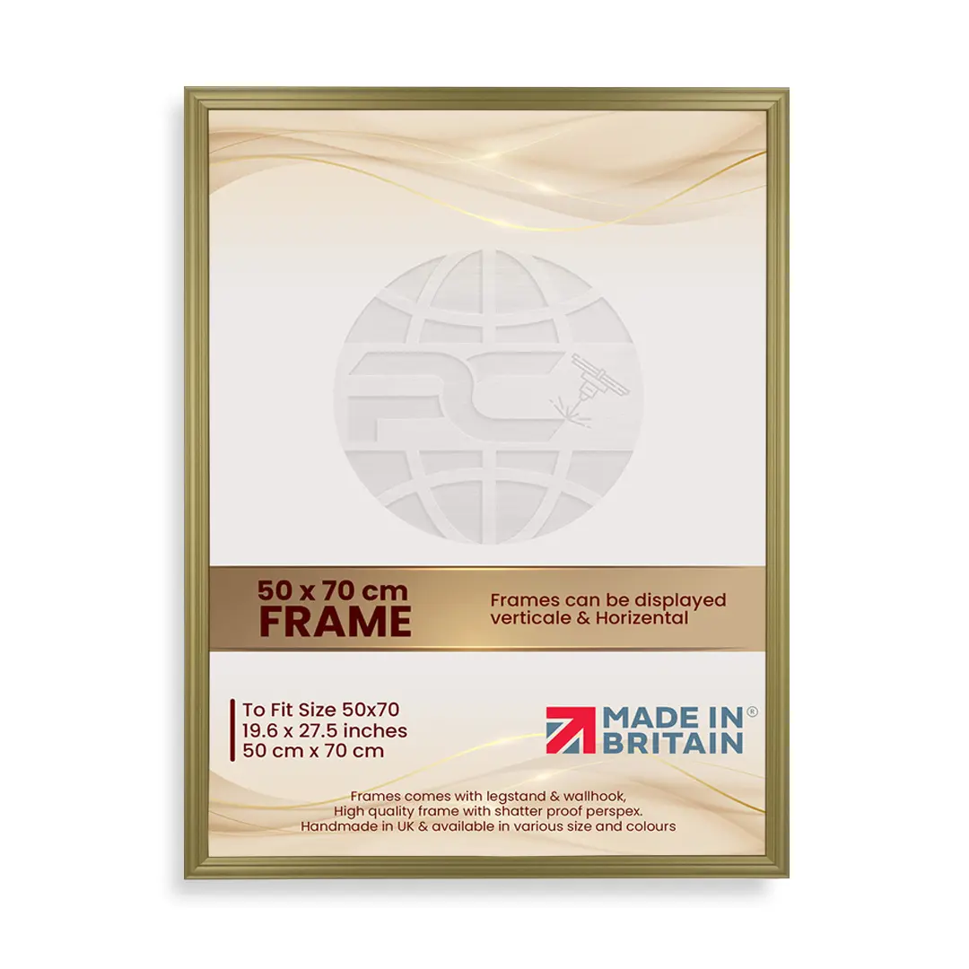 70 x 50 cm Gold Photo Frame, Large Picture Poster Frame, Wooden Photo Frame, (50x70cm) Poster Frame for Wall Gallery, Home Decor Picture Frame, Perspex Sheet & Hooks for hanging, Procut Global