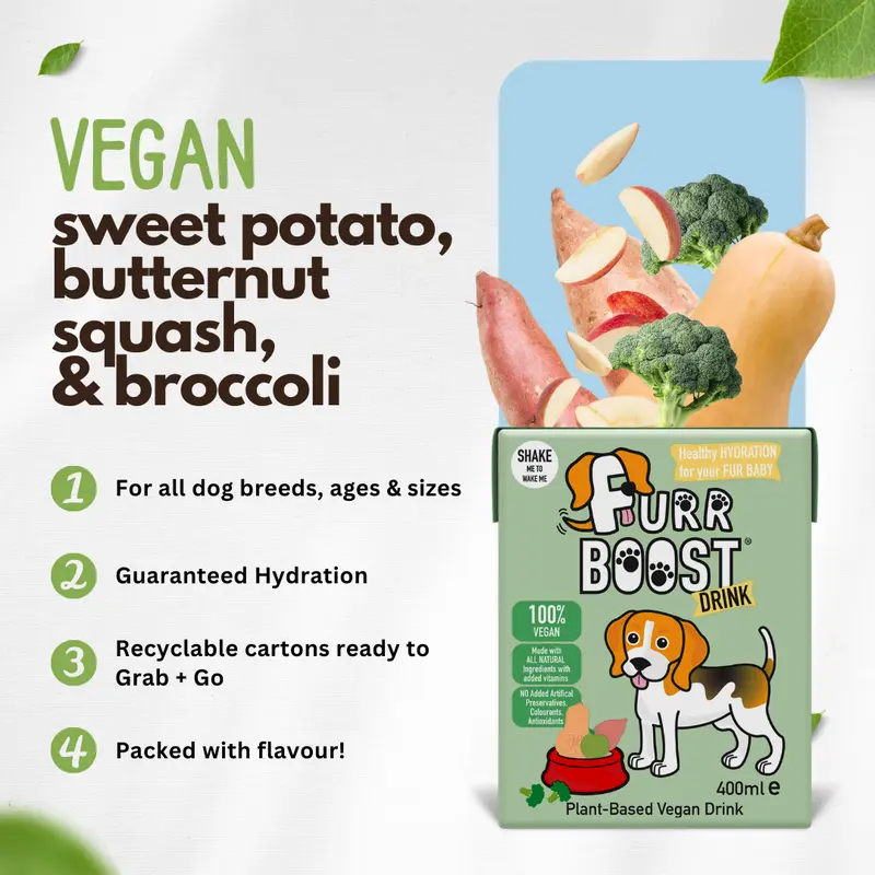Plant Based Vegan Furr Boost Dog Hydration Drink 400ml | Completely Natural Oral Rehydration for Dogs & Puppies | No Additives or Preservatives | More Benefits than a Bone Broth 4
