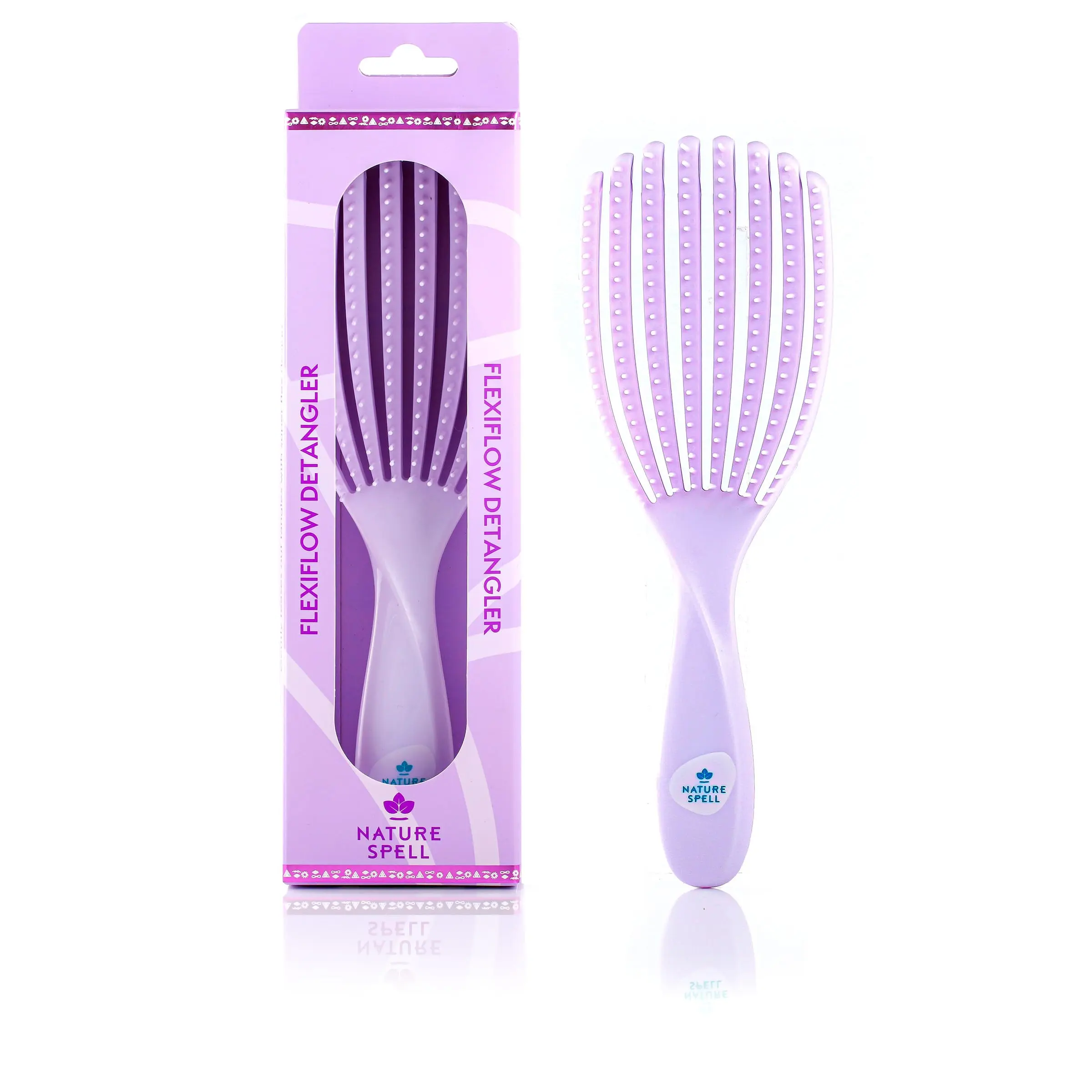 FlexiFlow Detangling Hair Brush | Detangles All Hair Types | For Wet & Dry Hair | Flexible Strands for Pain Free Brushing & Cleaning | Eliminates Knots & Reduces Breakage | (Purple)