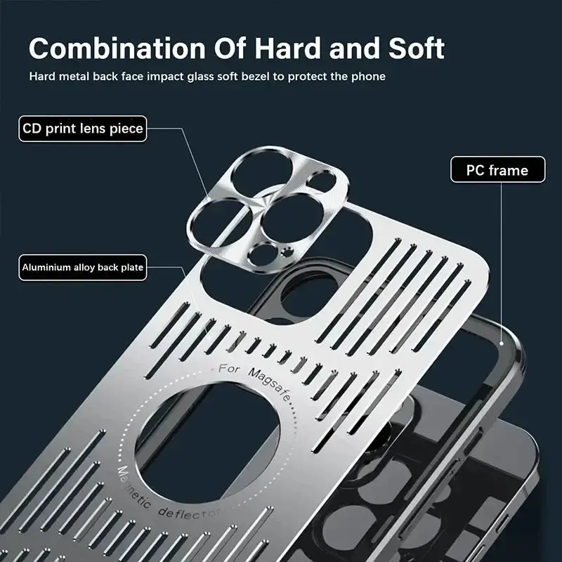 Aluminum Cooling Phone Case for iPhone 16/15/14/13/12 Pro Max 1