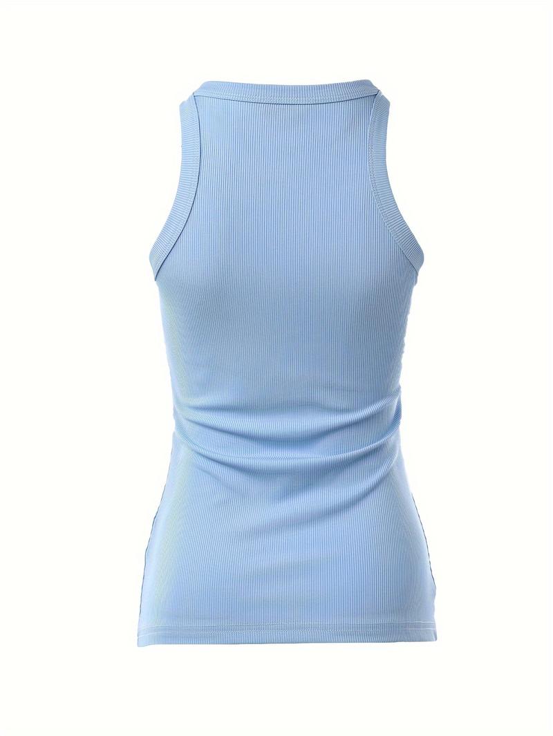 Product Introduction of Women Round Neck Ribbed Sleeveless Slim Fit Basic Tank Top Womenswear Comfort 22
