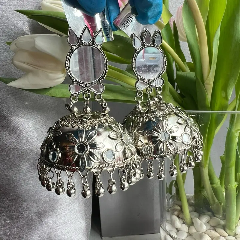Extra large Oxidised Jhumkas earrings 0