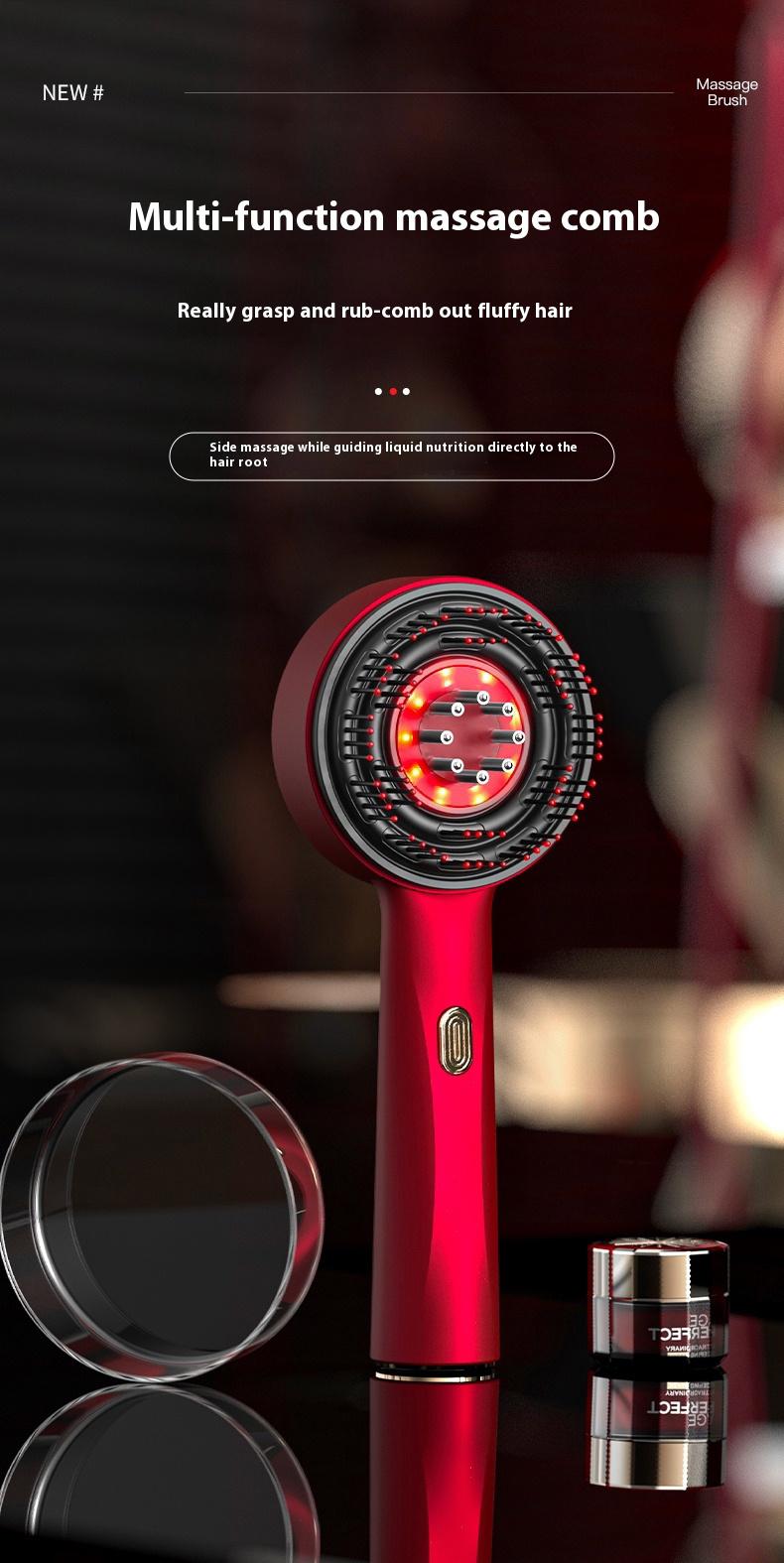 Product Introduction of Multi-function Massage Comb,Electric Hair Oil Comb and Scalp Massager in One, A Vibrating Head Massager for Scalp Cleaning, A Hair Scalp Massager with IPX7 Waterproof Function, Wireless and Portable,Scalp&Hair,Head Massage,  Home Relaxation 4