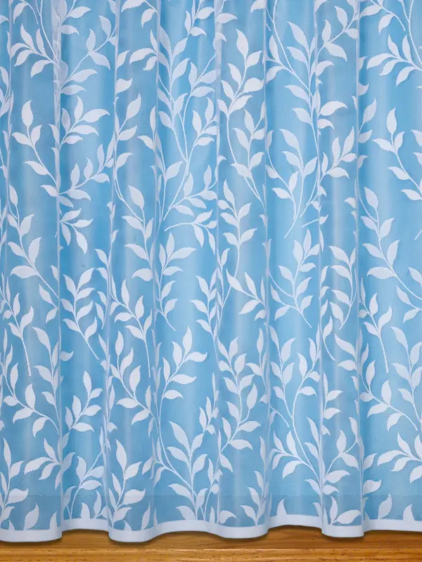 Lisa Leaf White Net Curtains With Straight Base 3