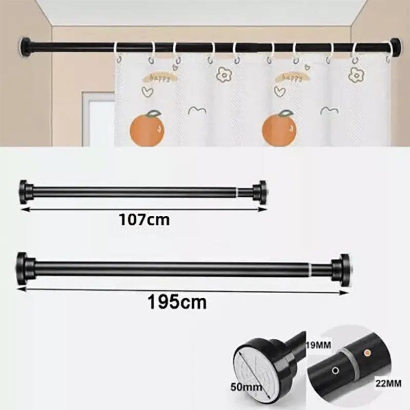 WENI-Heavy Duty Extendable Telescopic Shower Curtain Pole Rail Rod Bath Door Window . Stainless Steel 4