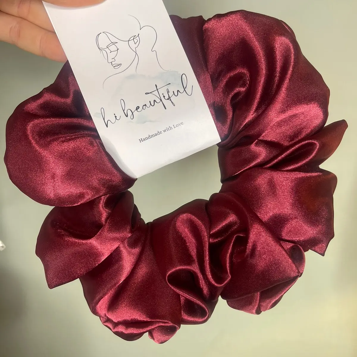 HiBeautiful Satin Scrunchie in Burgundy Color - Available in Two Sizes