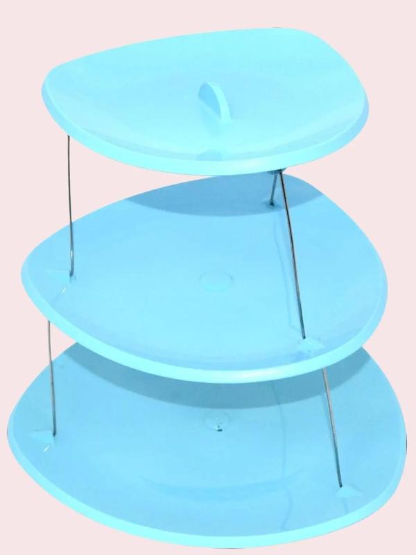 3 Tier Twistfold Flat Cake Stand/Party,Gathering,Guests Collapsible Plates (Turquoise) & (White) Organiser Racks Decorative 1