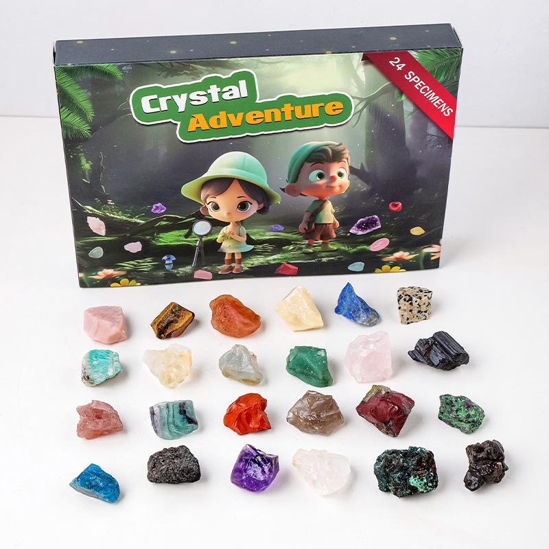 Crystal Adventure Gift Box for children Natural Science, Best Christmas Gift for Children, Crystal Collection Crystal Kit, Popular Tumbled Crystals Crystal Starter Set for boy/girl, Natural crystal rough stone children's gemstone mineral box birthday gift 1