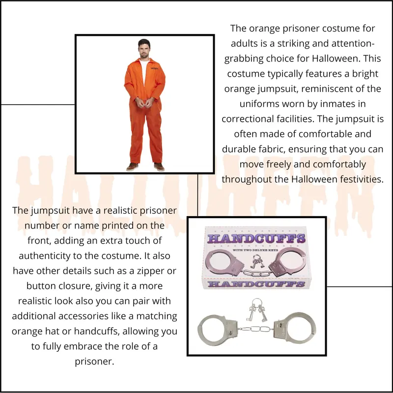 Prisoner Overalls (One Size) Adult Fancy Dress Costume | Convict Boiler Suit Prisoner Overalls Jail Jump Suit Dress Up Outfit Mens Fancy Dress Costume 2