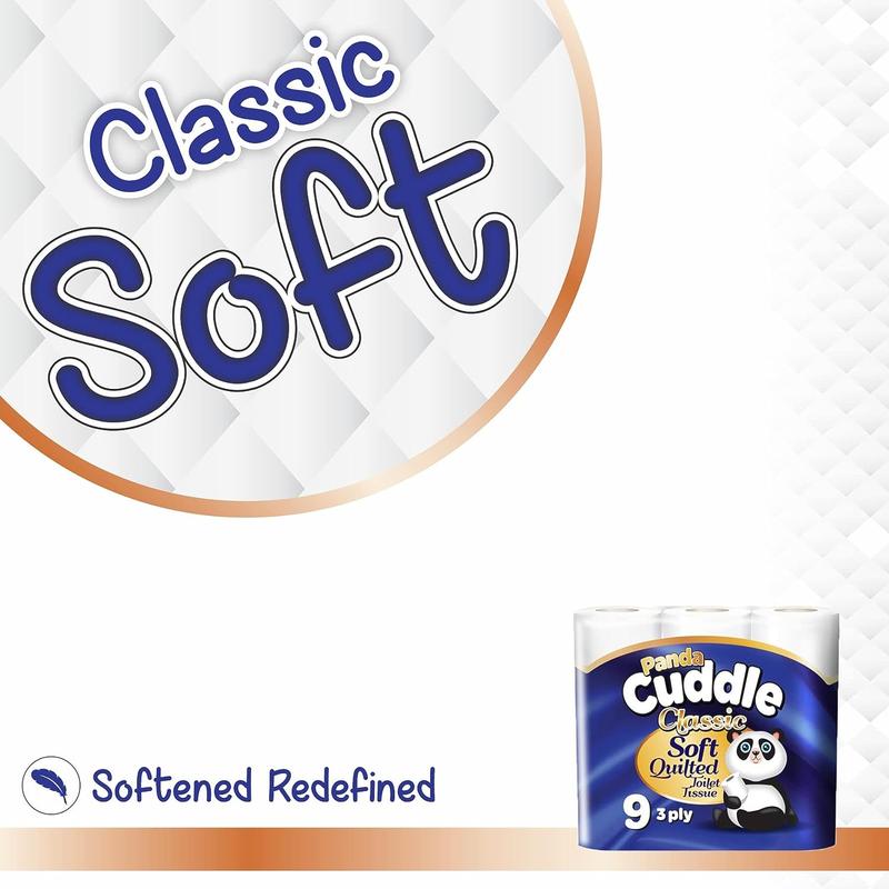 PANDA CUDDLE TOILET ROLLS/ NON SCENTED/ 1x9pk, 5x9pk, 8x9pk and 10x9pk NON SCENTED (Cuddle Panda 3PLY) Eco-friendly Disposable Flushable Toilet Rolls 6