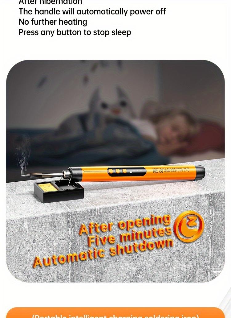 Product Introduction of 1pc Mini Cordless Soldering Iron Kit with Digital Display, 3 Temperature Settings, USB Rechargeable Portable Soldering Tool for Home Appliance Repair, Jewelry Crafting, DIY Projects - Plastic, Orange & Dark Grey, Compatible with PC 10