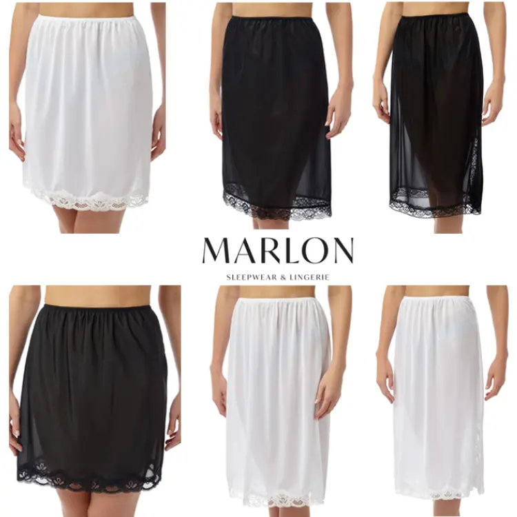 Waist Half Slip Underskirt White Black 18" 24" 27" Underskirt Sizes 12-26