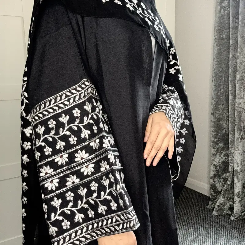 Mariam Flower Abaya, Embroidered Abaya With Free Scarf 1