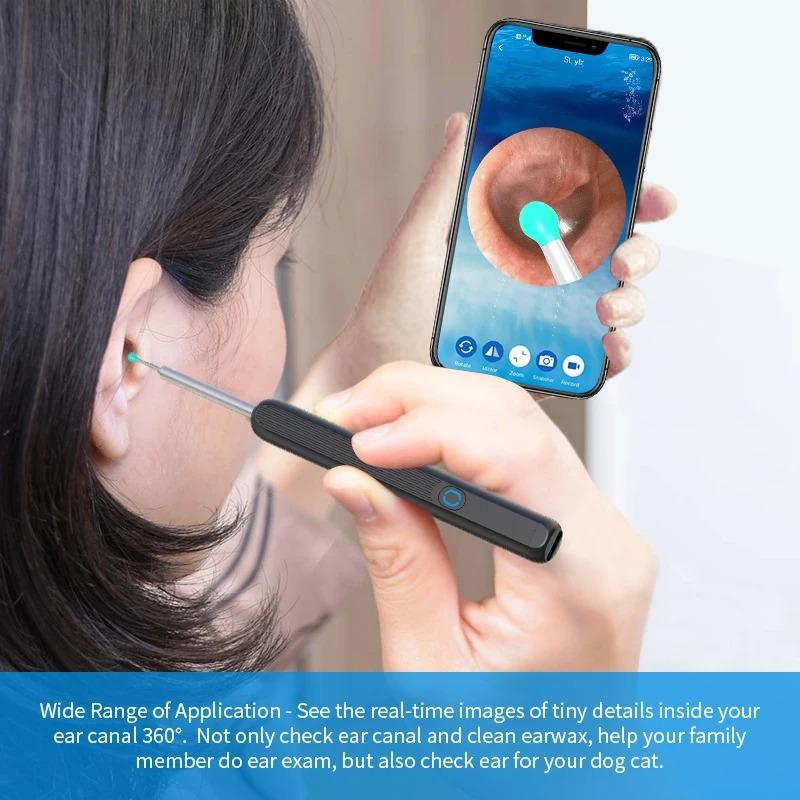 NATFIRE Ear Cleaner High Precision Ear Wax Removal Tool with Camera LED Light Wireless Otoscope Smart Ear Cleaning Kit Lightweight 1