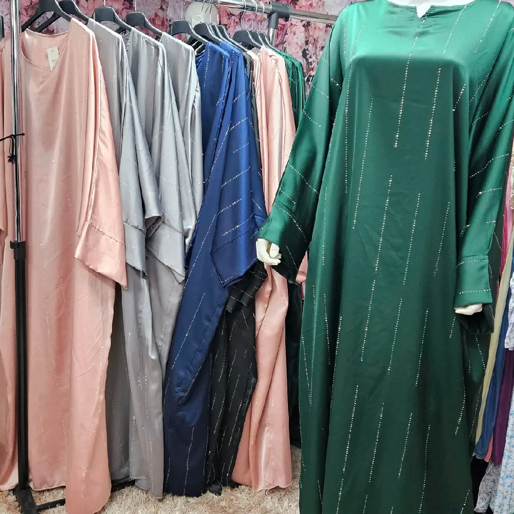 Ladies Bat Wing Style Long Dress Abaya Fashion Diamonte Style Caftan Jubba One Size - Perfect for Any Occasion