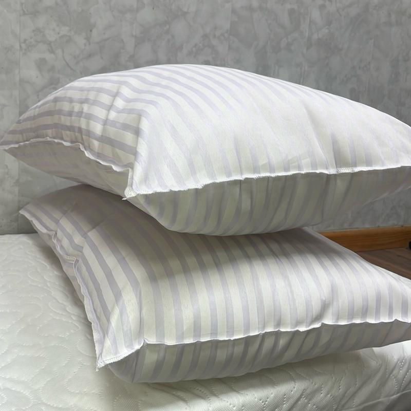 BHS Hotel Quality Egyptian Stripe Pillow Pack of 2 - Skin-Friendly & Microfiber - Firm & Flat Weave - Machine Washable 3
