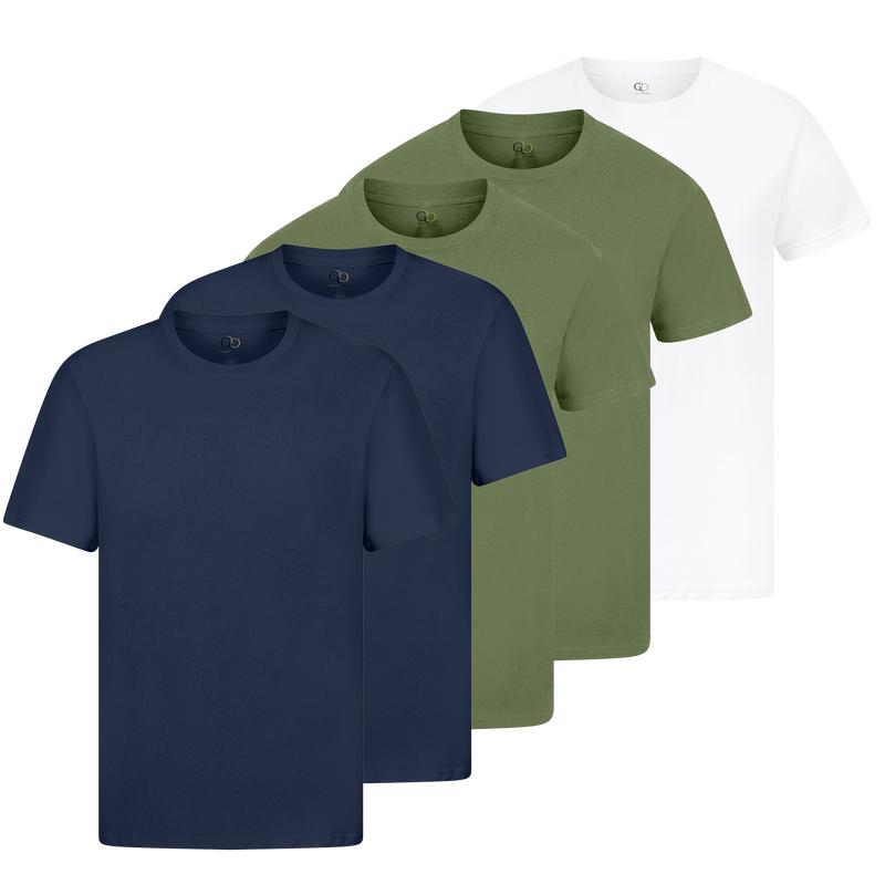 5 Pack Mens T Shirts 100% Cotton Plain Short Sleeve Tee T-Shirt Tops Bulk Menswear Set 3