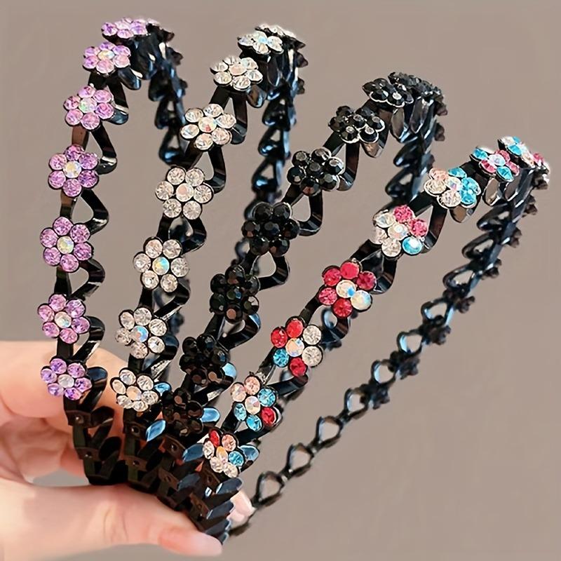 Product Introduction of 1pc/2pcs, Elegant Rhinestone Floral Hair Hoop, Plastic Non-Slip Grip Toothed Headband, Gentle On Hair, Suitable For Women, Daily Use, Face Wash, And Skincare Accessory 4