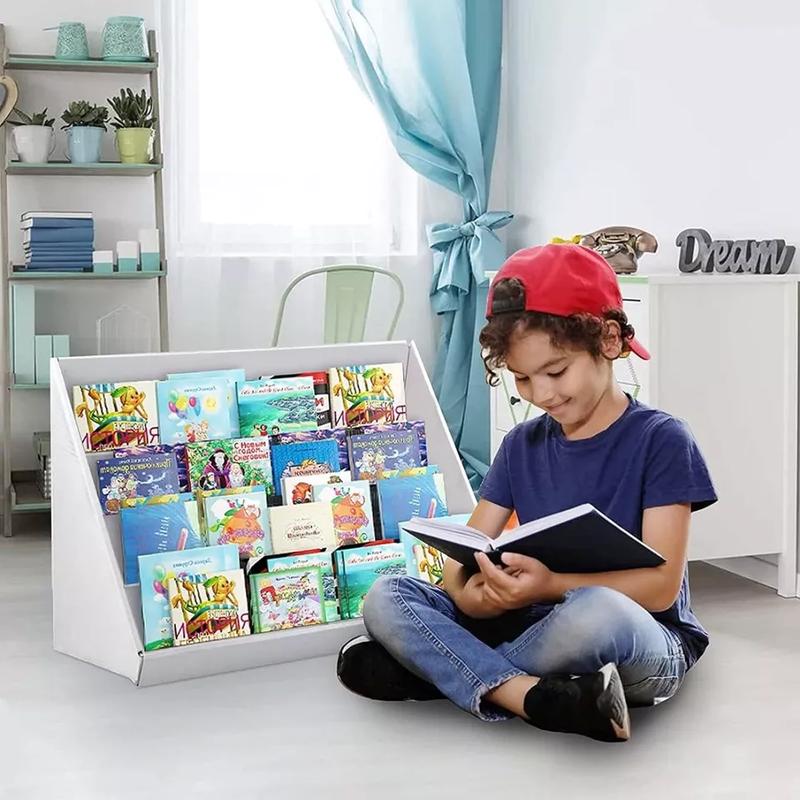 2 X4 Tiers Children Bookcase Toy Book Cardboard Display Stand Kid Rack Bedroom 1