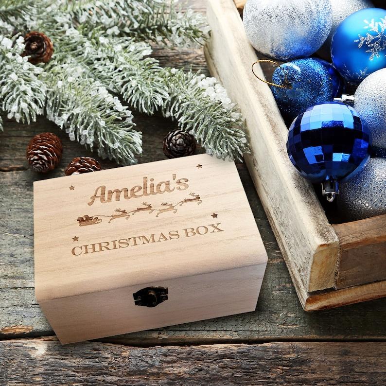 Personalised Engraved Wooden Christmas Gift Box Gift for Kids or Adults |18 cm Empty box Traditional Xmas Gift jewellery 7