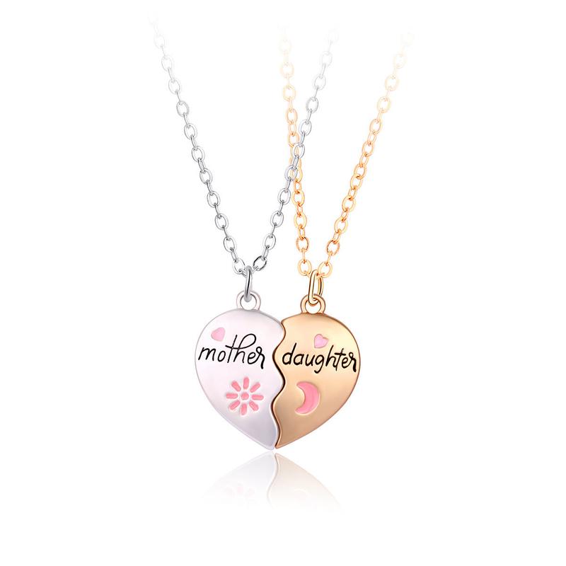 Mother Daughter Necklace Set – 2PCS Heart Magnetic Pendant, 18k Gold Plated, Engraved "Mother" & "Daughter", Adjustable Chain, Perfect Gift for Special Occasions promise jewellery 5
