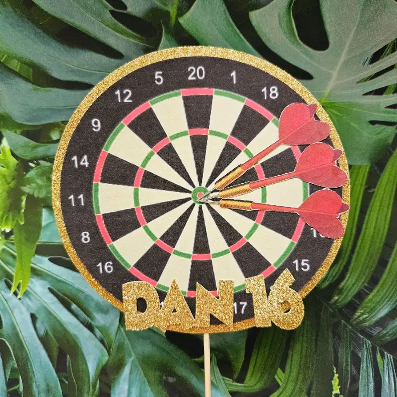 Dart Board Custom Cake Topper, Personalised any name and age dart board cake decoration 2