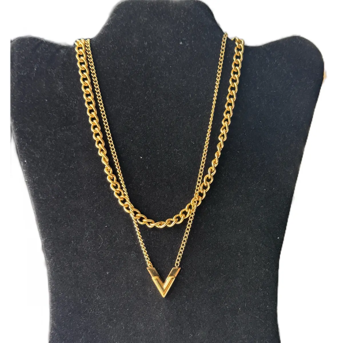 DLax Cuban Chain Super Double Electroplated Stainless Steel Jewelry Set - Hypoallergenic Design, Resistant to Water and Tarnishing