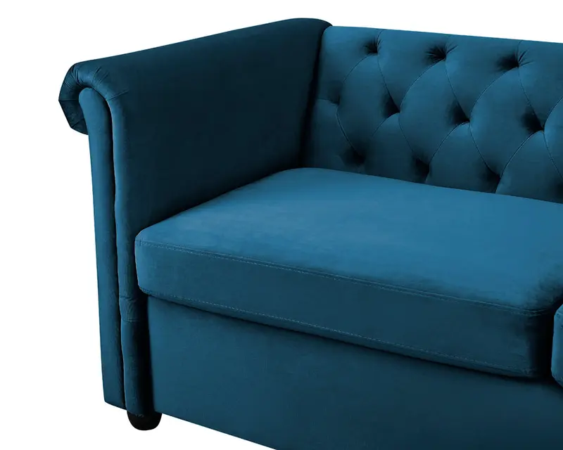 Ascot Chesterfield 3 Seater Sofa Blue Velvet 3