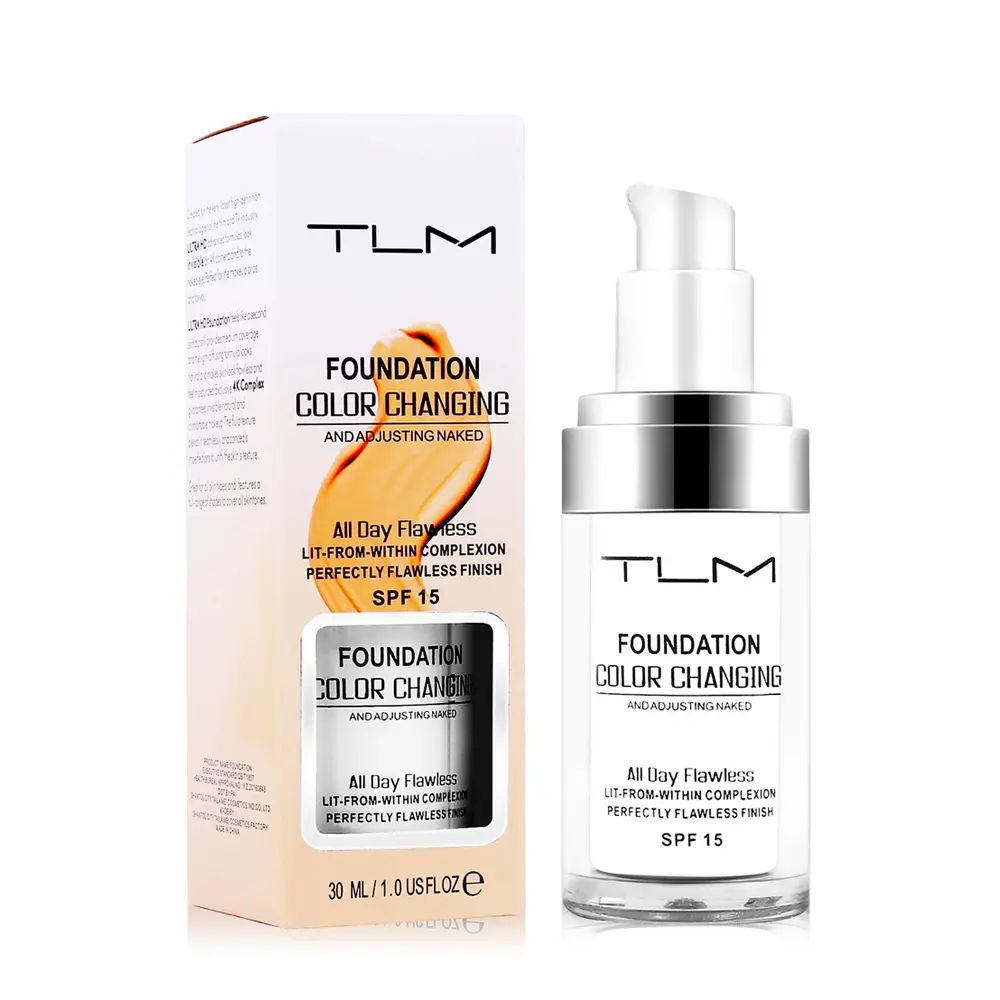 TLM Color Changing Foundation - Original, Lightweight and Creamy with SPF 15 Sun Protection for All Skin Types - Concealer Daily Hypoallergenic Silky Cosmetic Moisturize Hydrate