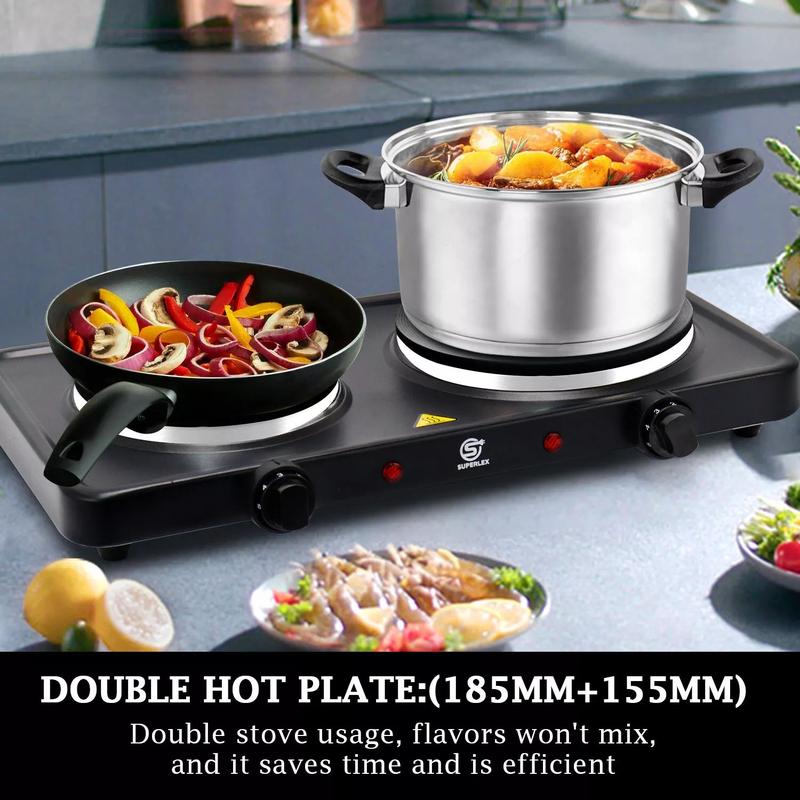 Twin Hot Plates Electric Table Top Cooker Kitchen Hob Different Sizes 2500W 3