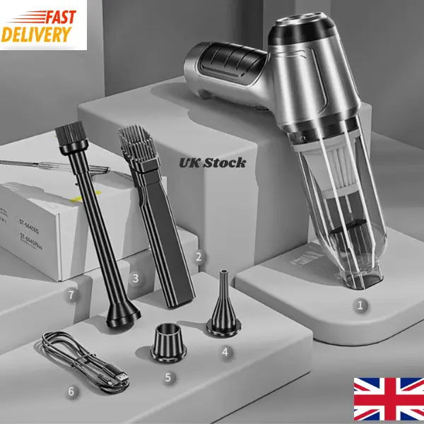 Powerful Cordless Car Vacuum Cleaner - Wet/Dry Suction, Handheld Cleaning - UK