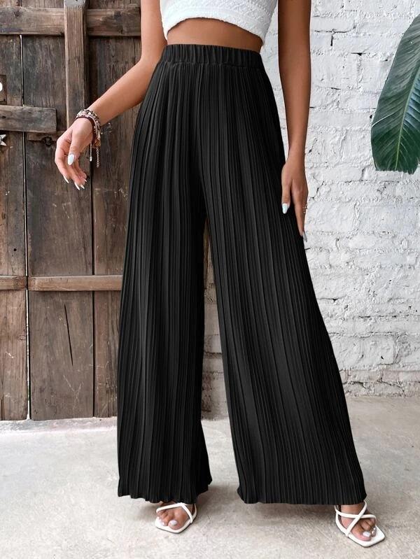 Solid Plain pleated Trousers Womenswear Bottom Fashion Women Lady Comfort Pants Comfortable Fit Elegant Love Outfit Pieces Casual Minimalist Underwear Basic 1