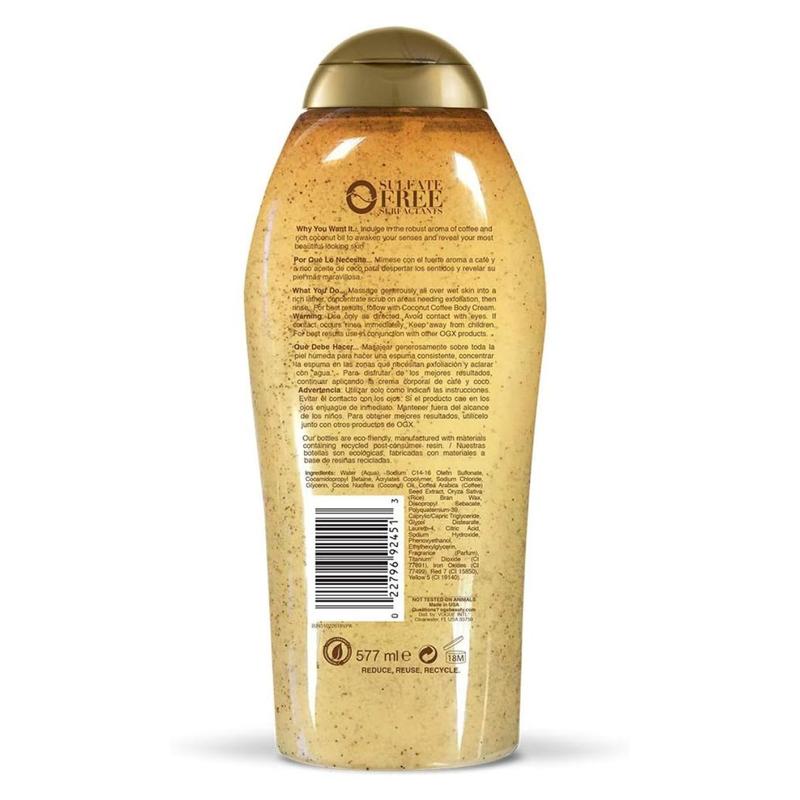 Product Introduction of OGX Coffee Scrub and Wash, Coconut 19.5 Fl Oz Body Care Silky Smooth Exfoliant 4