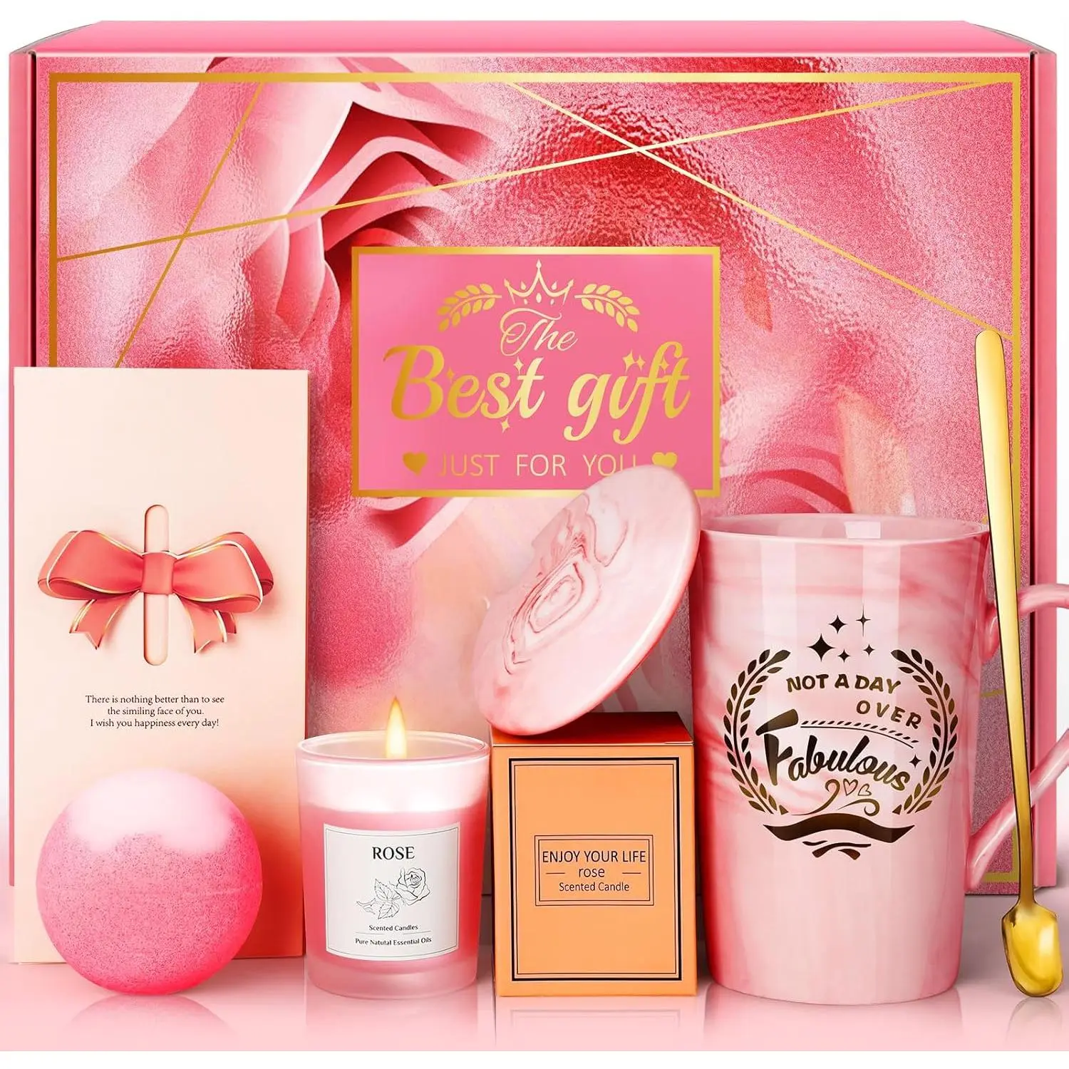 Womens Valentines Gifts for Her Wife Birthday Gifts for Mum Nan Sister Friends Girlfriend, Mothers Day Gifts, Personalised Ladies Hamper Pamper Basket Mugs Sets, Unique Galentines Gifts