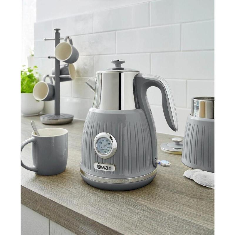 Swan Retro Kettle with Temperature Dial Display SK31040GRN (Grey) | Same-Day Dispatch & Fast Free Delivery | Kettles 1