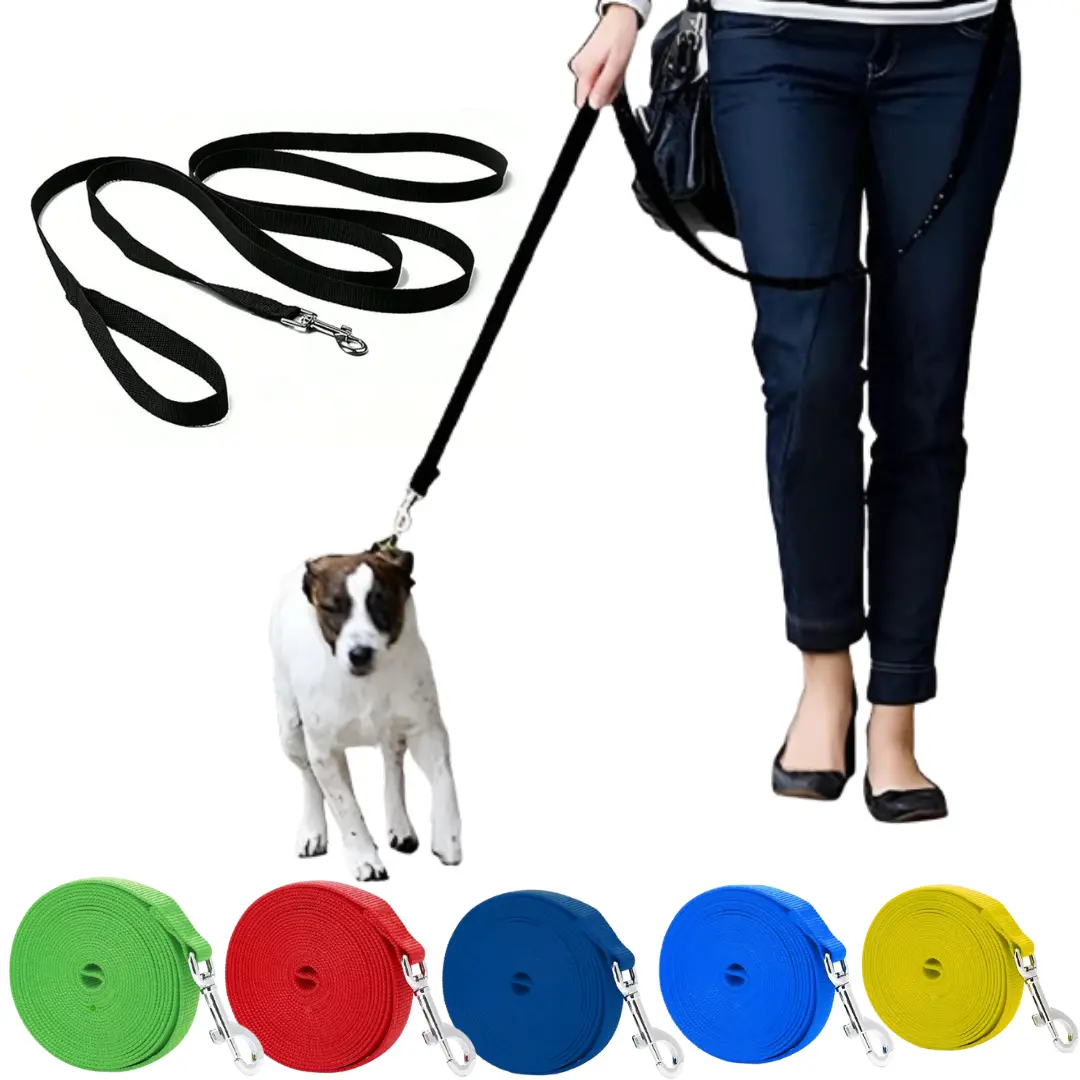 OneSave - Heavy Duty Dog Leash with Collar Hook | Extra Long, Anti-Pull Dog Lead for Training, Walking & Recall | Strong, Durable Rope for Small, Medium & Large Dogs (5ft - 100ft) | Padded Handle, Lightweight & Ideal for Outdoor Play gray universal orange