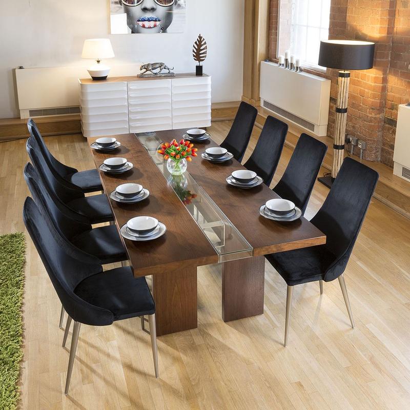 Set of 2 Sleek Velvet High Back Modern Dining Chairs Black Fabric p144 4