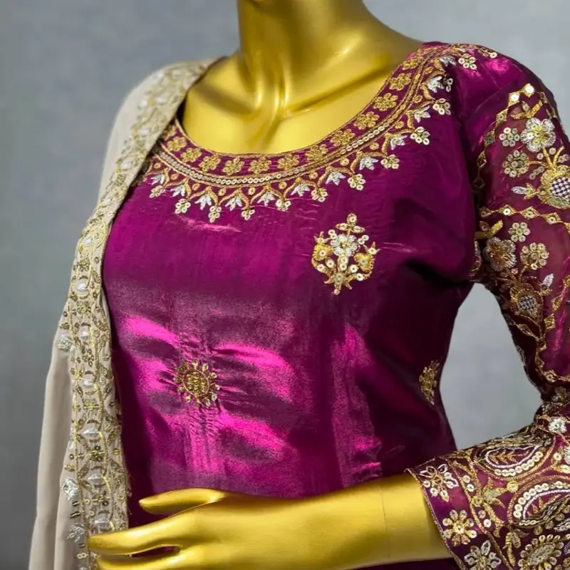 3-Piece Salwar Kameez Readymade Collection | Fancy Kurti with Embroidery, Bottom & Dupatta for Party, Wedding, Eid & Festive Occasions Traditional Womenswear south Asian Comfort Clothing dresses mehndi dress indian pakistaniclothes pakistani Silk suit sti 2