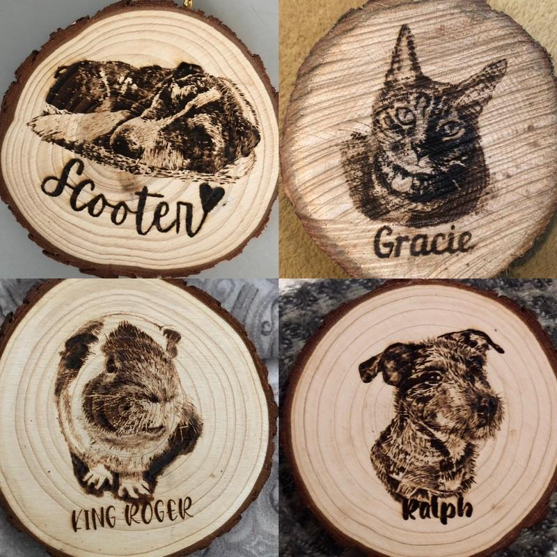 Personalised Pet Portrait Woodslice hanging decoration Decorative Gift Hangable Ornaments Room 3