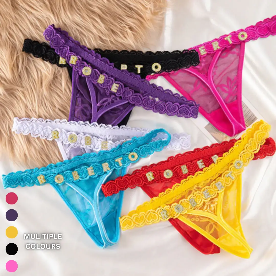Personalised Thong lace thong Custom Name Thong Personalised Name Thong Name Thong Wedding gift Valentines gift Lingerie Women Love Comfort Womenswear Fit Everyday Panties Rainbow Basic Minimalist