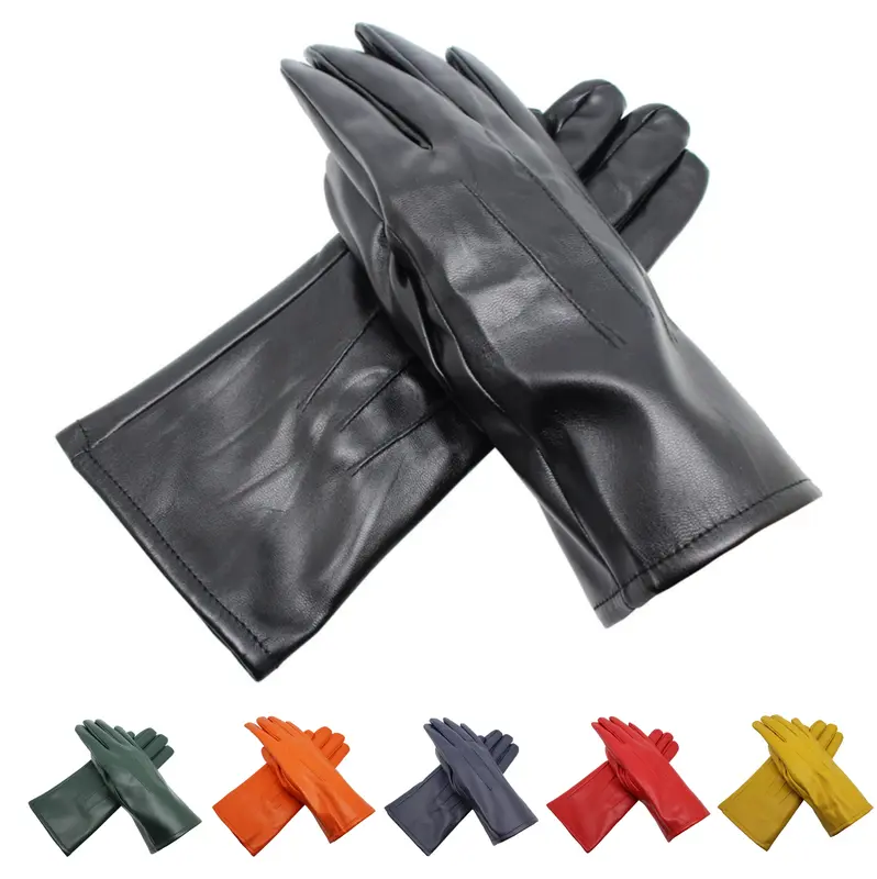 Women's PU Leather Gloves Luxury Soft Fleece Thermal Lined Wrist Gloves Driving Cycling Touch Screen Winter Warm Gloves 0