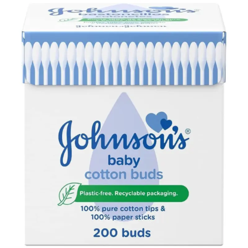 Johnson's Baby Cotton Buds (1 x Pack of 200) Soft & Gentle Ear Cotton Buds for Delicate Skin, Made of 100% Pure Cotton and Paper Sticks, Plastic-Free Cotton Buds to Clean Delicate Areas, around Eyes and Outer Ear 0