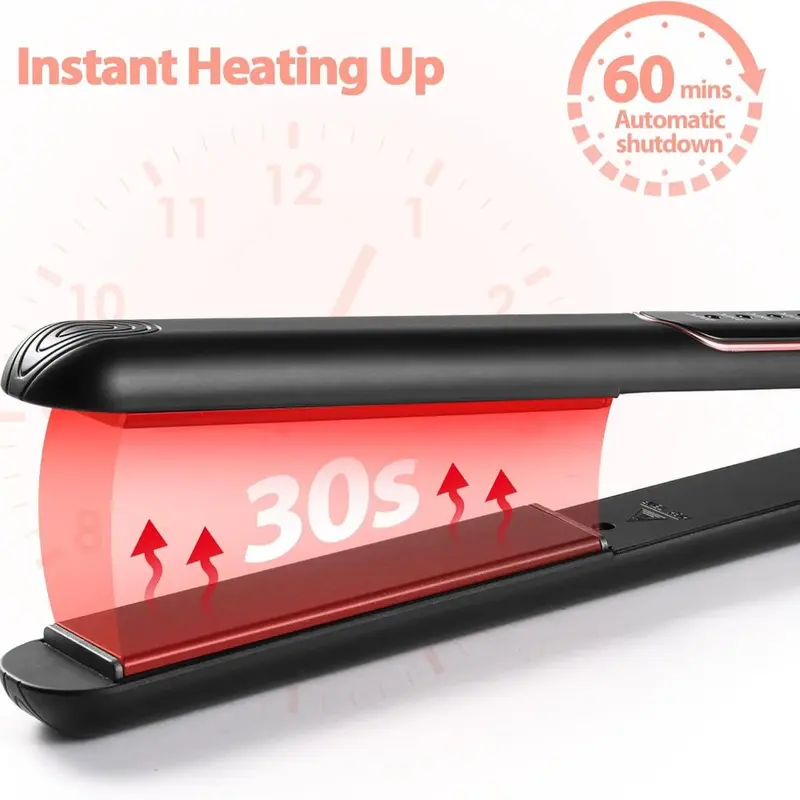 Straighteners for Women, Haglater 2 in 1 Hair Straightener and Curler Ceramic Plates Flat Iron with Adjustable Temperature LCD Display Straightening Styling Tool for Long Hair 4