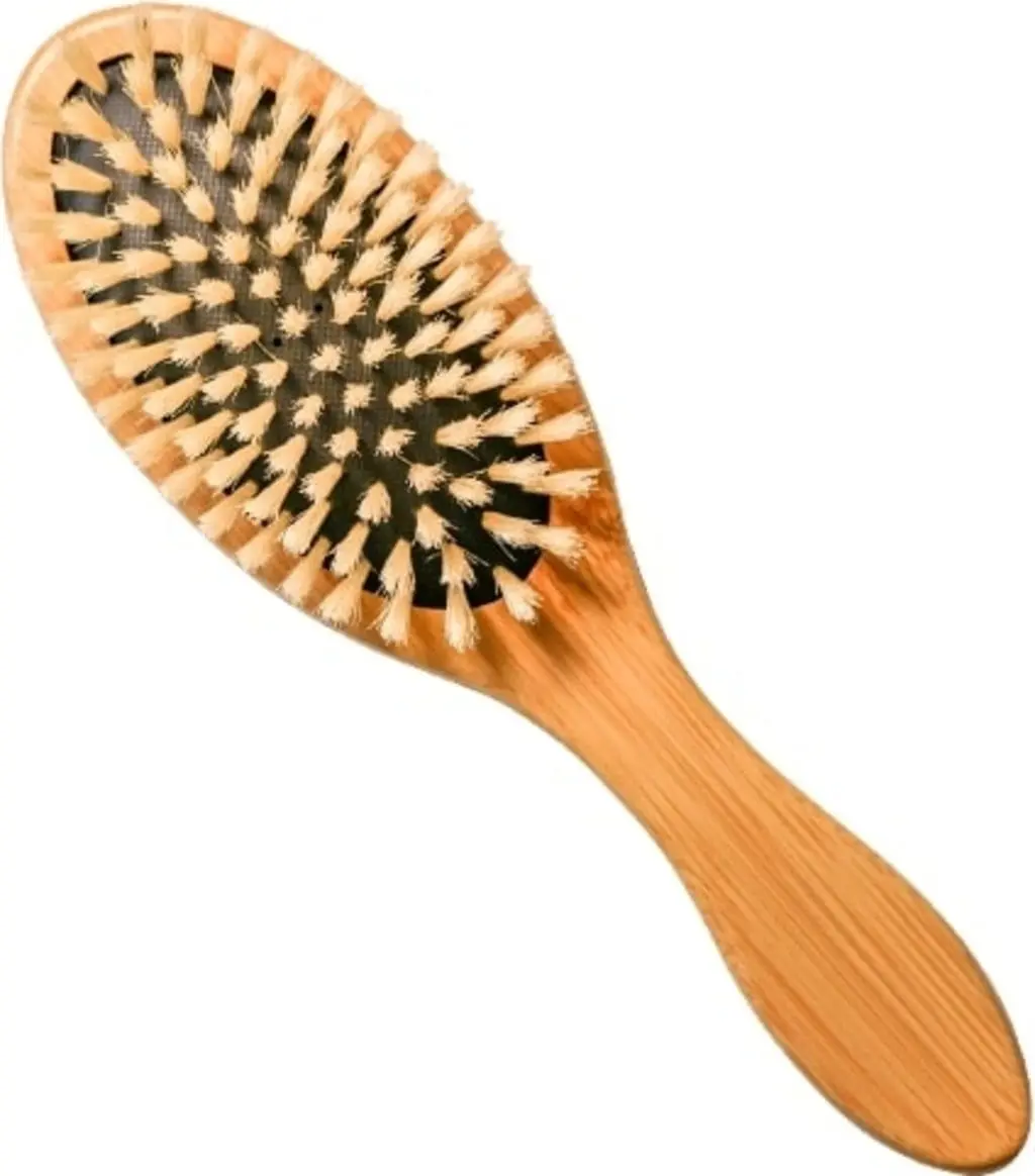 Brown Bamboo Hairbrush for Haircare, Heatless Hairbrushing