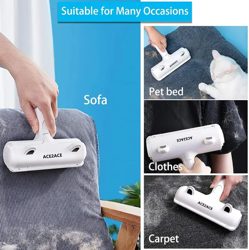 ACE2ACE Pet Hair Remover Roller, Reusable Animal Hair Removal Brush for Dogs and Cats, Easy to Clean Fixed Areas Pet Fur from Carpet, Furniture, Rugs, Stairs, bedding and Sofa 2