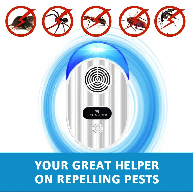 Pest Master - 4x Ultrasonic Pest Repeller, Powerful Mouse Repellent - Wide Frequency Range Pest Control Device and Ideal for Mice, Rats, Mosquitoes, Cockroach, Moths, Ants - D1 5