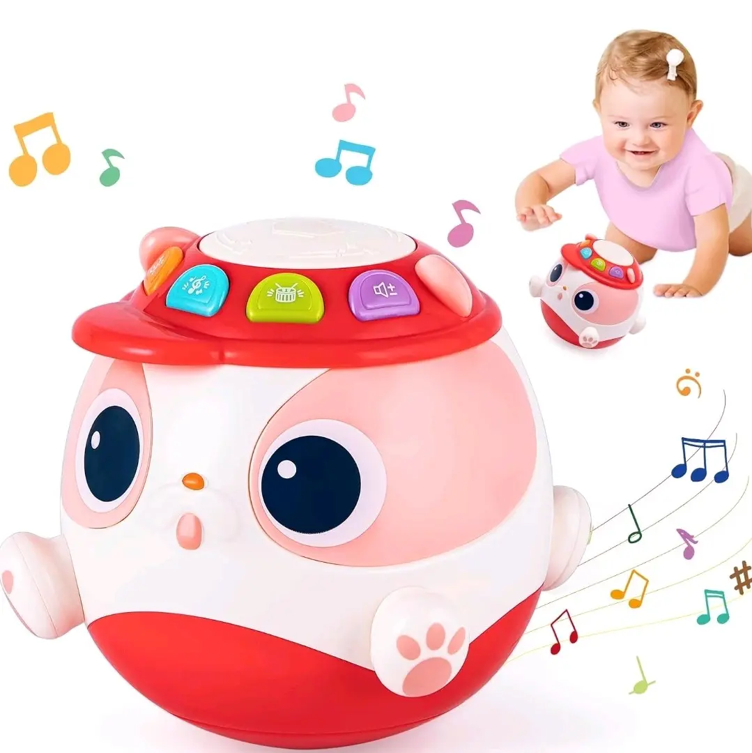 Baby Musical Toys for 1 Year Old Girls, Cute Sound Puppy Shaped Drum Tumbler Toys, Baby Light up Toys 12 18 Months, Sensory Toys for Babies Kids 1st Birthday Gifts for Girls Boy Infant Toddler Boys Early Educational Learning toy tummy